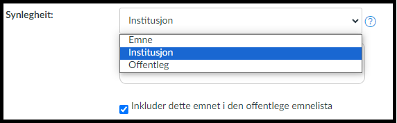 Bildet av de ulike valgene for synlighet i et emne