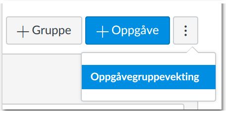 Skjermdump av hvor man finner "Oppgåvegruppevekting"-elementet