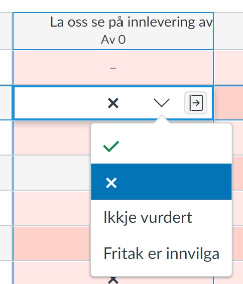 vurderingsoversikta nedtrekksmeny